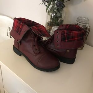maroon combat boots